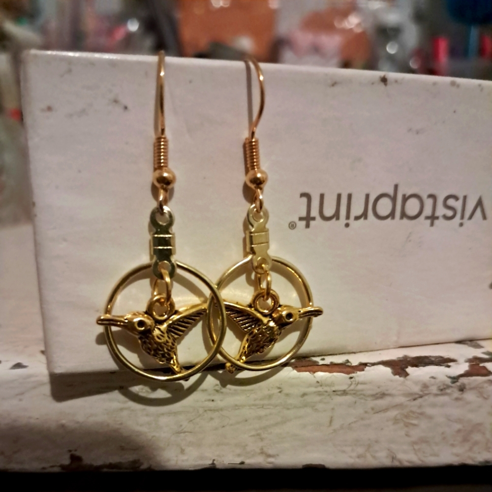 Gold-Tone Hummingbird Earrings